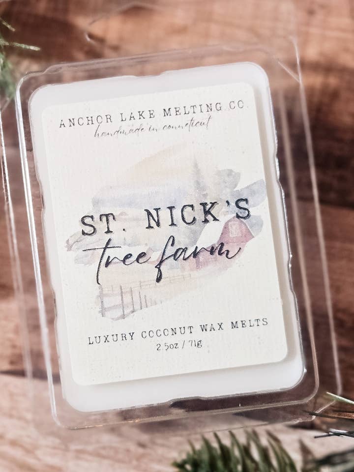 Ferme d'arbres de St. Nick – Cires de noix de coco au genévrier et tabac | Parfum de Noël pin rustique pour la vente par Anchor Lake Melting Co