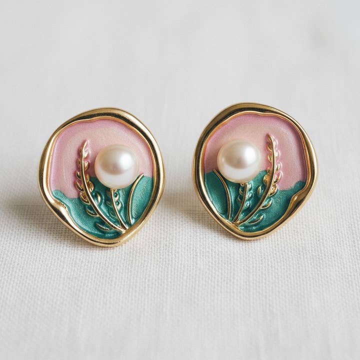 Ellemadera - Wholesale Stud/Post Earrings - Artistic Floral Inspired Gemstone Drop Earrings1