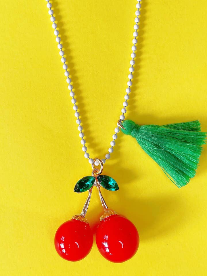 Rhinestone Cherries Necklace for wholesale by Gunner & Lux
