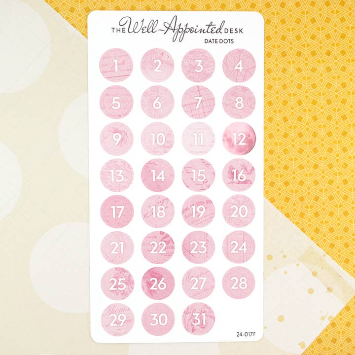 The Well-Appointed Desk - Wholesale Sticker - Date Dots Sticker Sheet (24-017)3