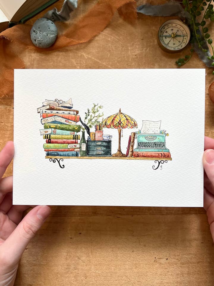 The Mini Writer's Shelf Giclée Print for wholesale by Lizzy Gass