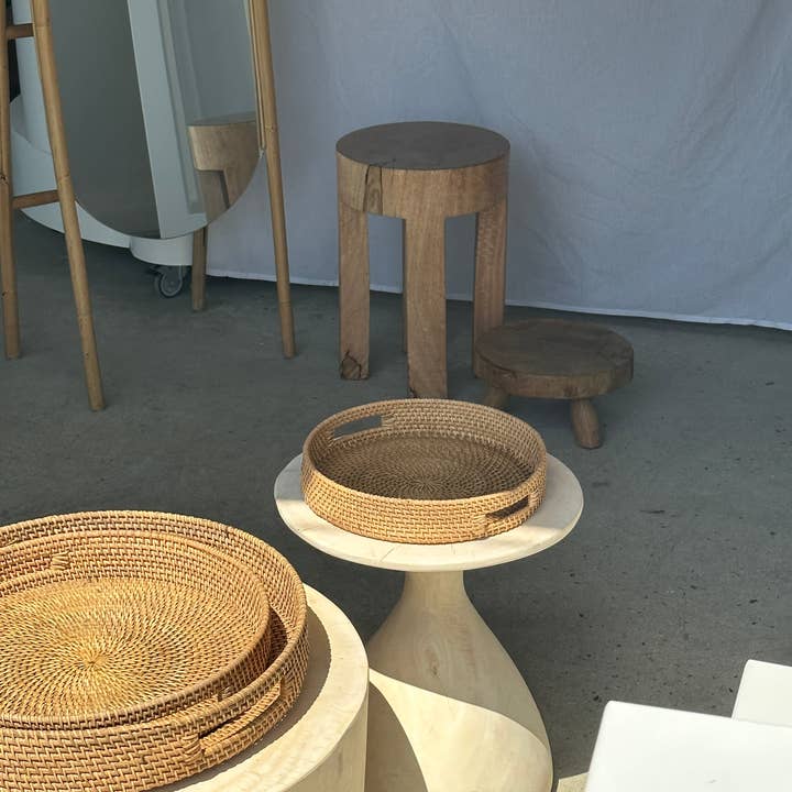 Office Objets - Wholesale Basket - Set of three handcrafted Indonesian wicker baskets in natural rattan (caramel)106