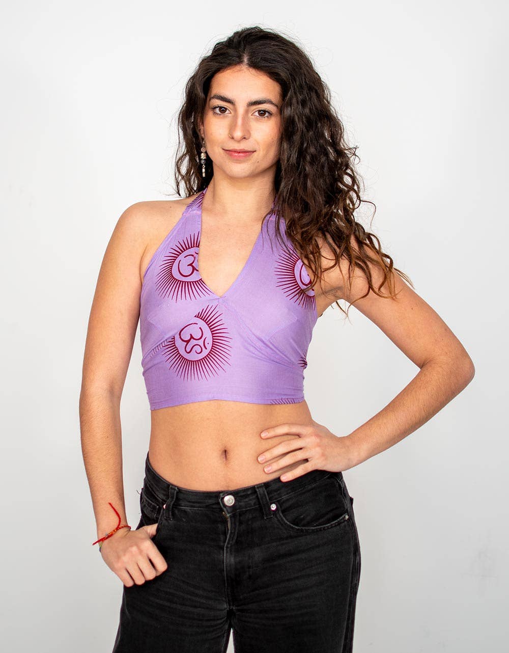 Mûrier Haut court lilas Kimago avec inscriptions en sanskrit et nœud en vente sur Faire2