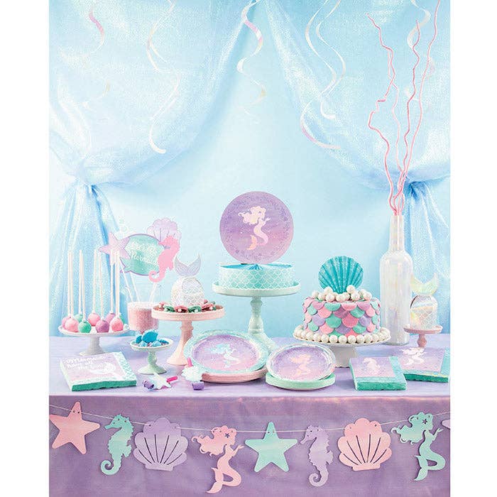 Bulk Party Decor - Wholesale Disposable Plate - Iridescent Mermaid Party Paper Dessert Plates, 8/Pkg2