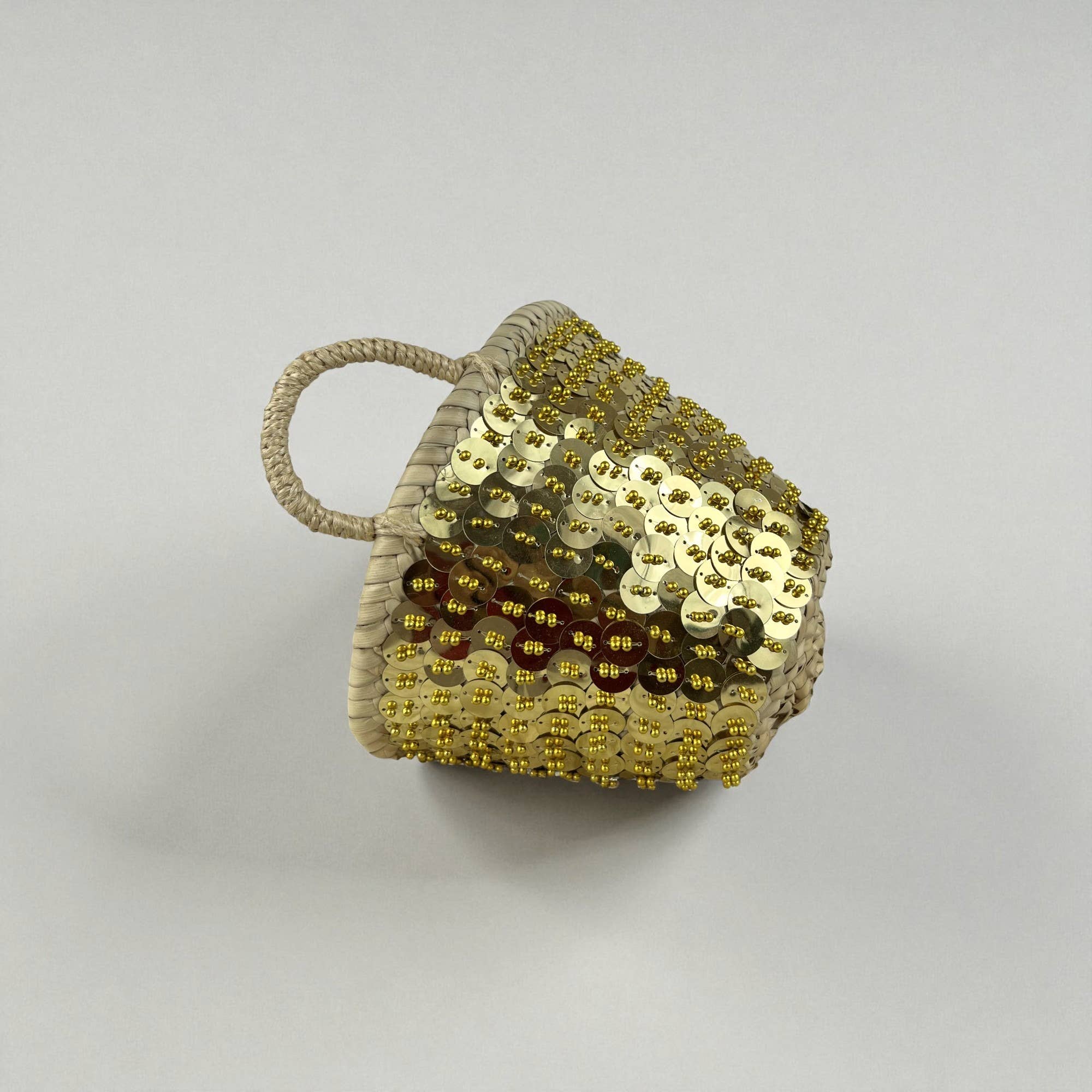 Melecraft - Wholesale Beach bag - Mini Sequin Straw Market Basket - Gold Silver Gift Tote4