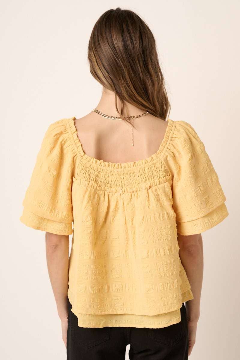 mittoshop - Wholesale Blouse - Women's - H14894-TEXTURE SMOCKED FLUTTER SLEEVE BLOUSE8