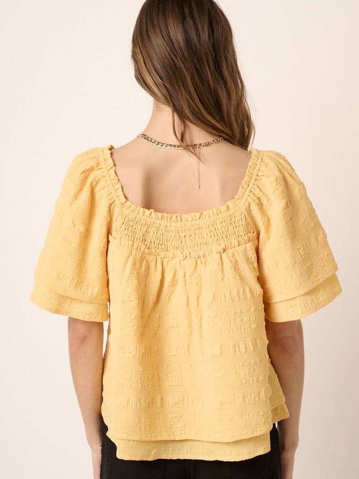 mittoshop - Wholesale Blouse - Women's - H14894-TEXTURE SMOCKED FLUTTER SLEEVE BLOUSE8