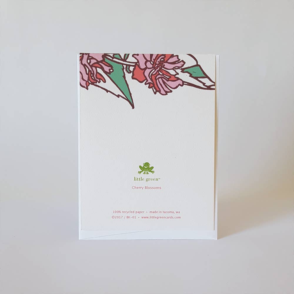 Little Green - Wholesale Stationery/Notecard Set - Pink Spring Cherry Blossom Blank Note Card / Fine Art Card1