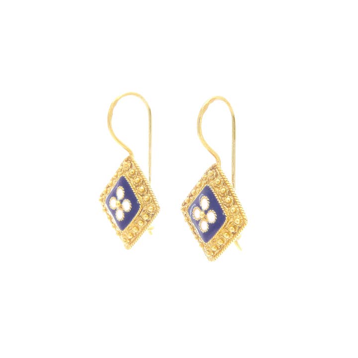 PORTUGAL JEWELS - Wholesale Dangle Earrings - Earrings Rhomb Caramujo in Gold Plated Silver2
