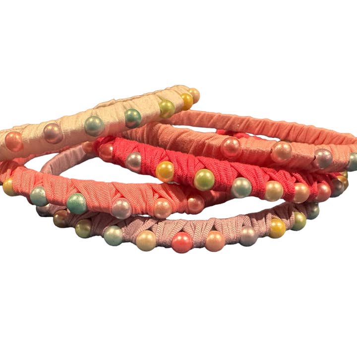 Colorful Pearl Bead Headband Women and Children for wholesale by Bows Etc.