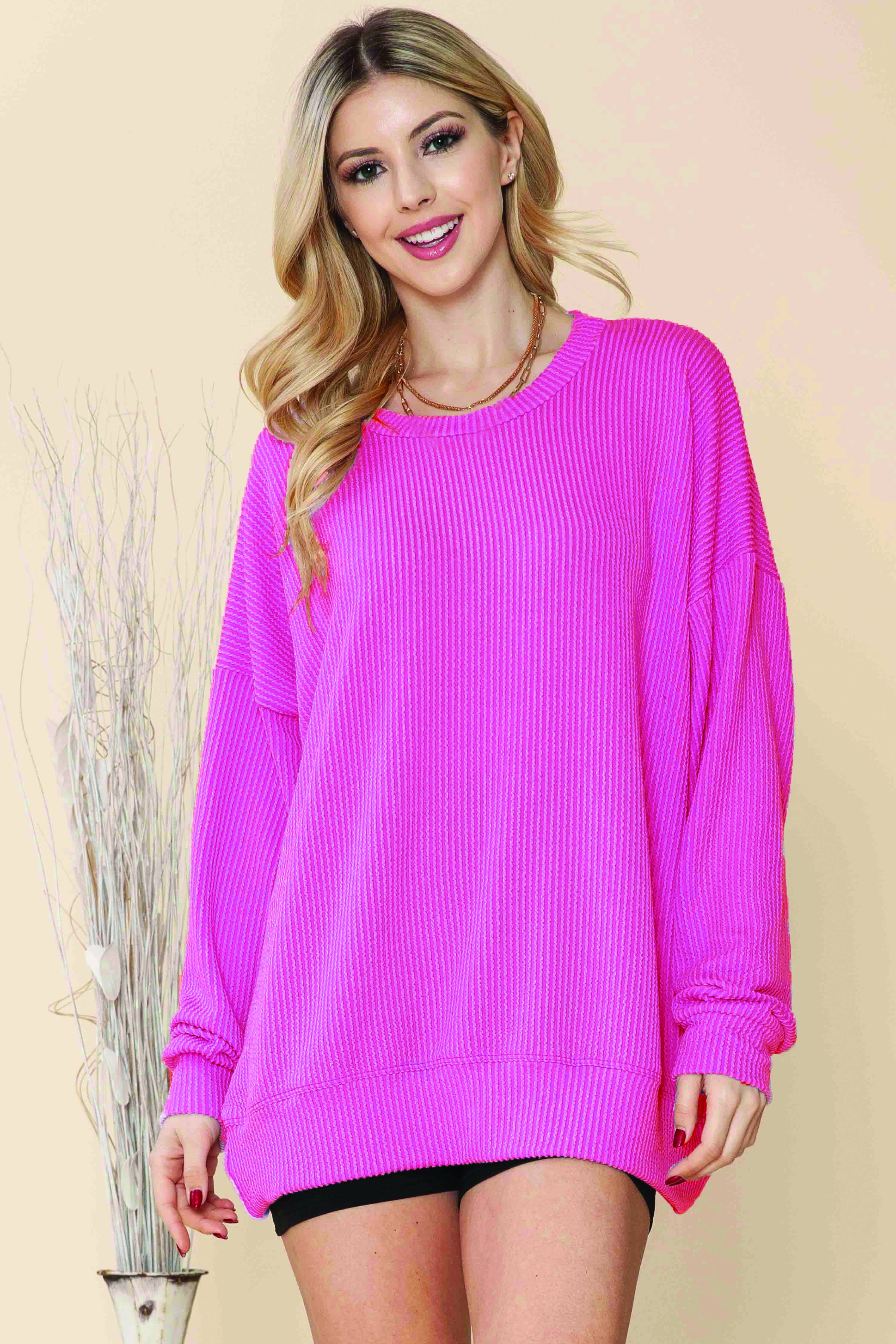 Burgundy Apparel - Wholesale Sweatshirt - Women's - WAVE RIB OVERSIZED SWEATSHIRT6