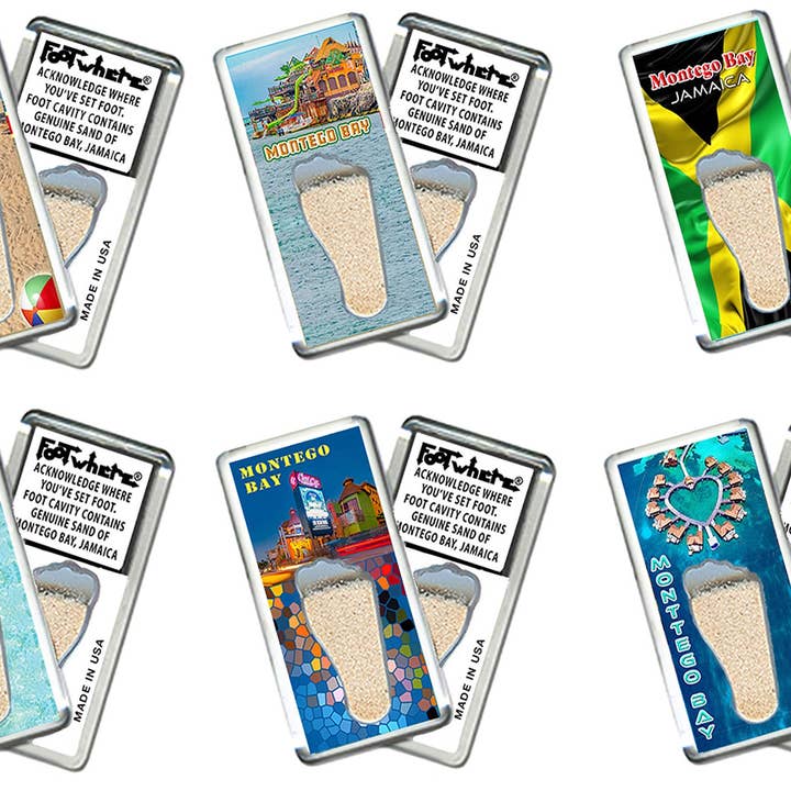 Magnet souvenir FootWhere® Montego Bay. 72 pièces / 6 styles assortis. pour la vente par FootWhere- USA Group, Inc.