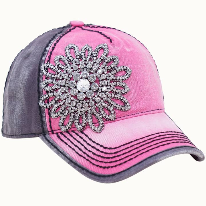 Olive & Pique - Vendita all'ingrosso Cappellino da baseball - Donna - Berretto bicolore Sunflower Bejeweled Glitz, regolabile1