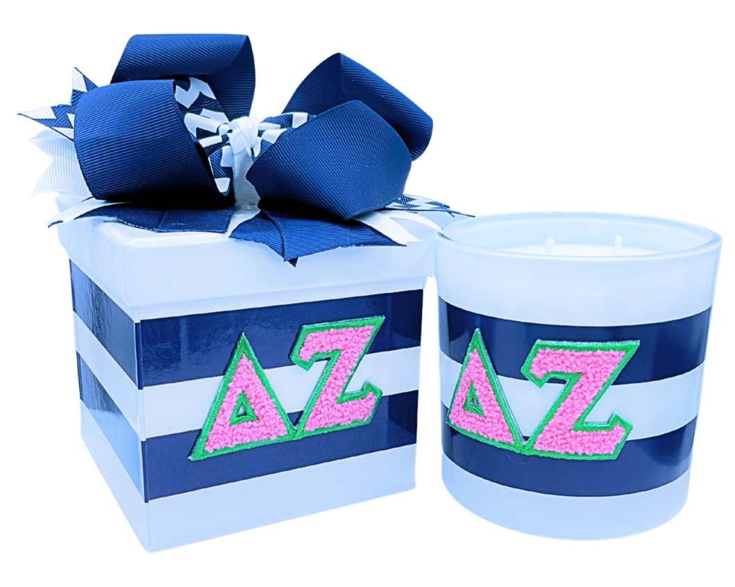 Color Shout – Engroshandel Glaslys – C201- Sorority græske bogstavlys med chenillemærke8