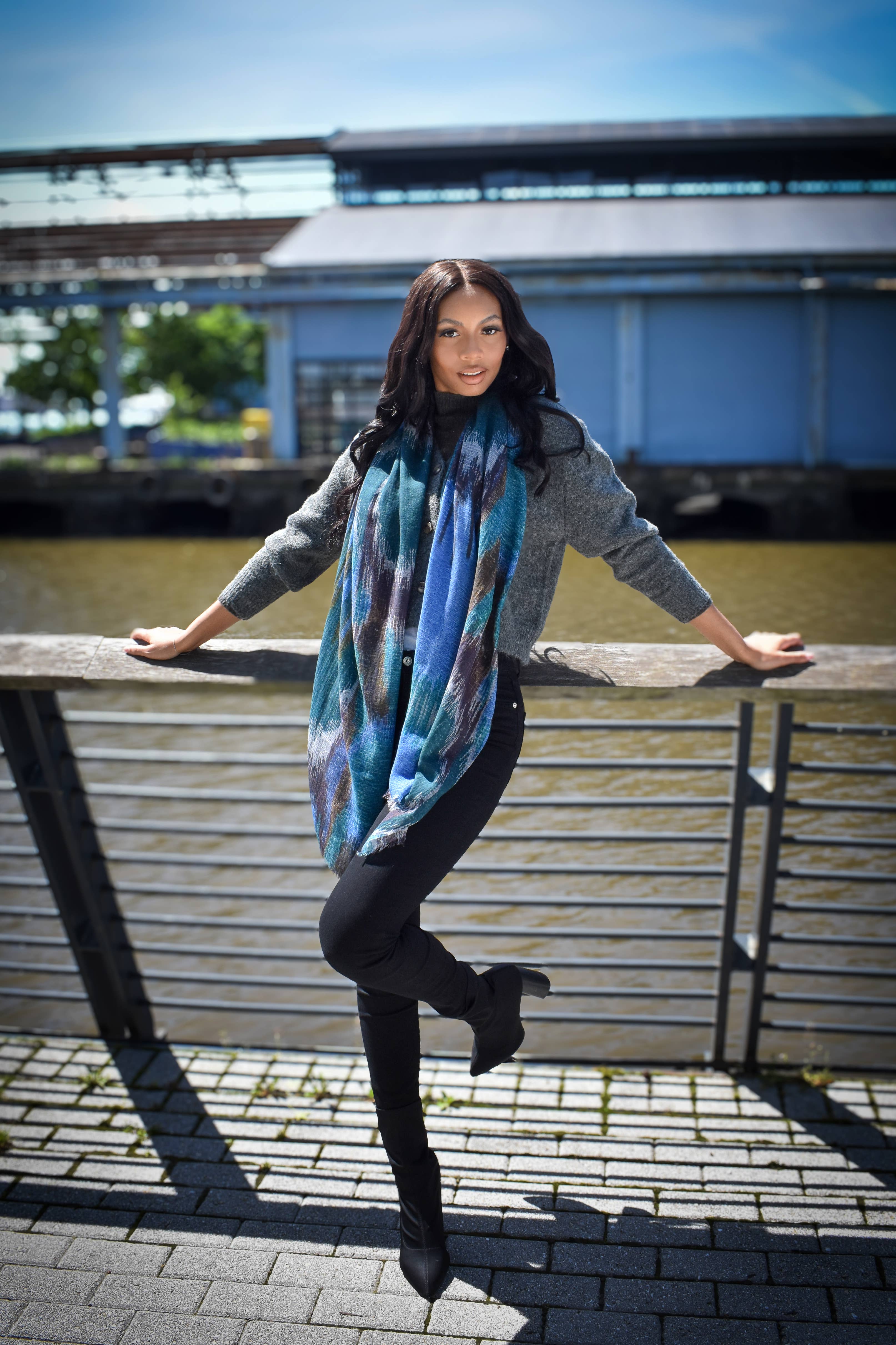 Dupatta Designs – wholesale Scarf – Women's – Bisbee Ikat Inspired Scarf1