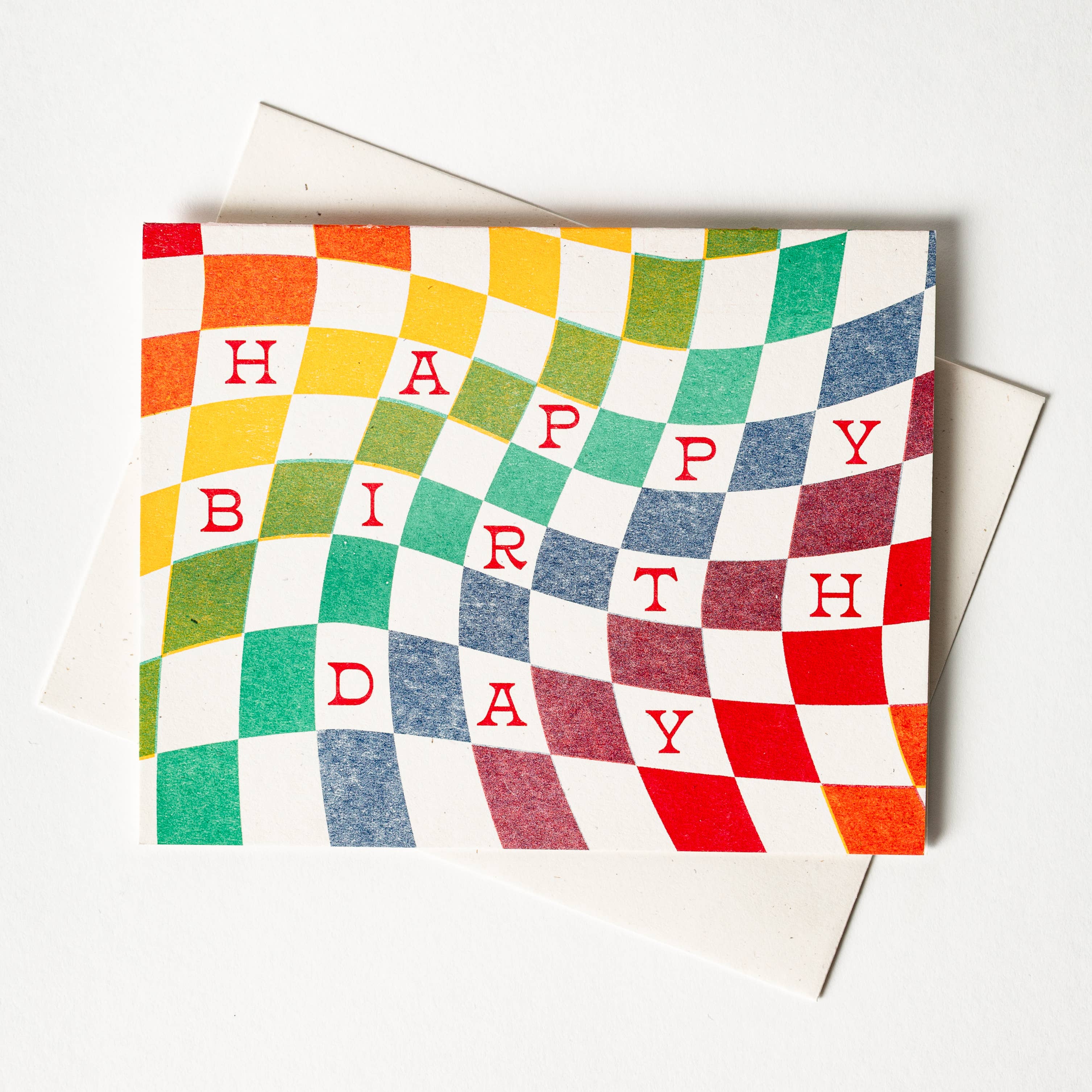 Bromstad Printing Co. - Wholesale Birthday Card - Rainbow Checkerboard Birthday - Risograph Card2