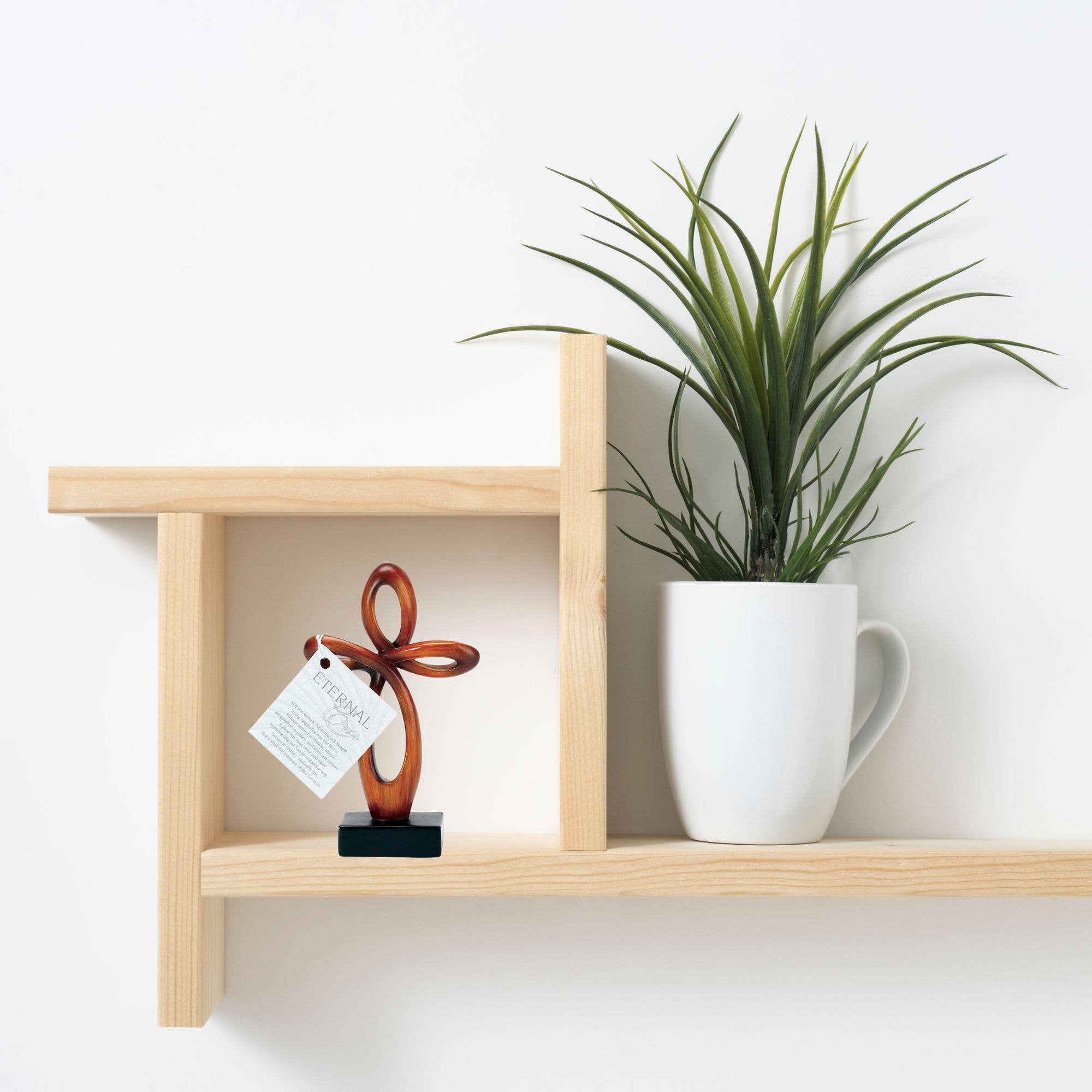 Dicksons – wholesale Decorative tabletop object – Tabletop Matte Black With Brown Resin Cross1