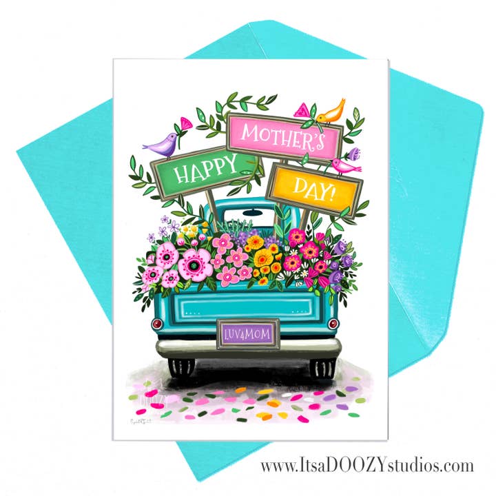 Luv You Mom - Mother’s Day Card With Matching Envelope for wholesale by It’s a Doozy Studios