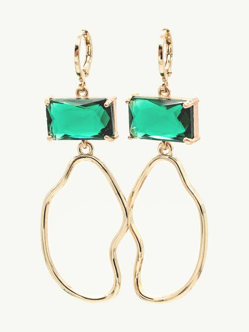 Emerald Gold Freeform Earrings for wholesale by Lavender Skyline