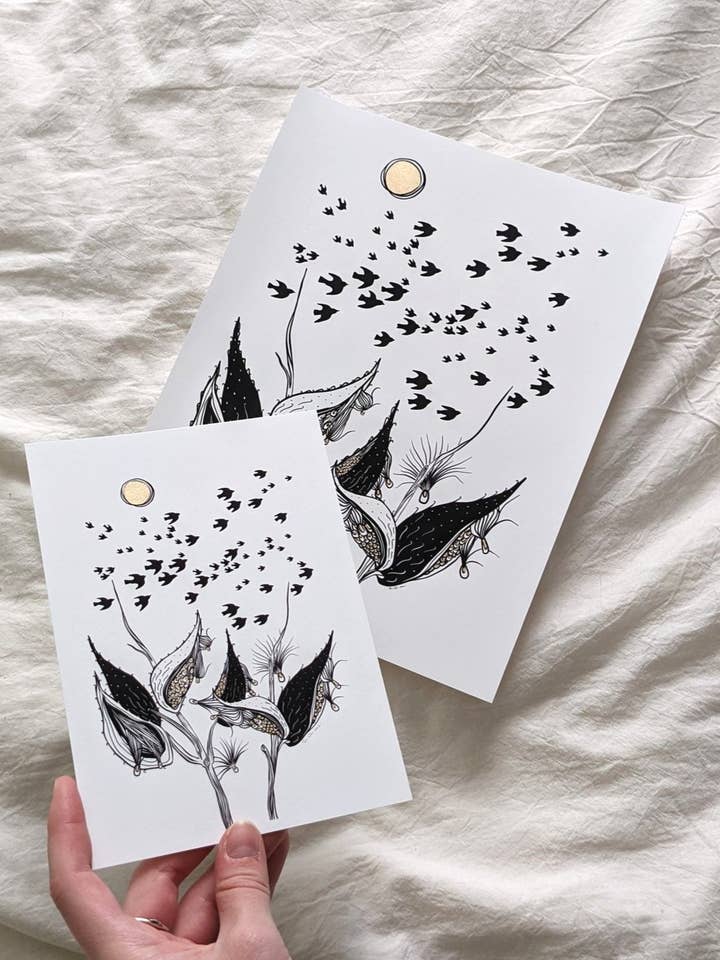 "Milkweed & Murmuration" Illustration Print for wholesale by Moth Folk Studio