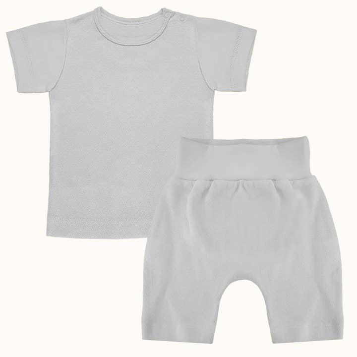 Soft Moves: Korte Mouw T-Shirt en Grijze Korte Broek voor wholesale door Pim-Pam-Pum