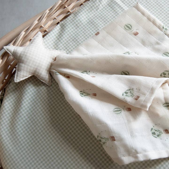 Hot Air Balloon Muslin Soother for wholesale by Evie and Skye Limited
