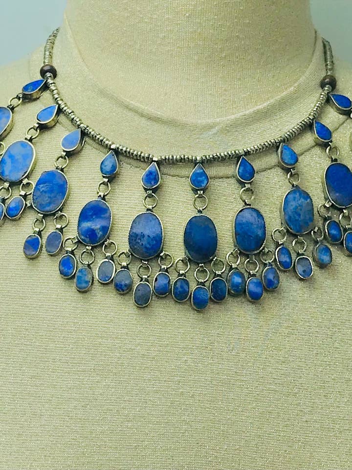 Beaded kæde Lapis sten Choker halskæde, Lapis Choker hals for engroshandel hos vintarust
