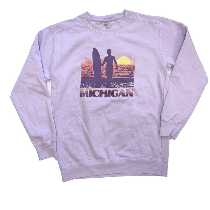 Michigan Sunset Surf Crewneck for wholesale by Unparalleled Apparel