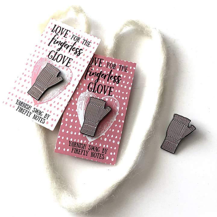 Fingerless Glove Enamel Pin for wholesale by Firefly Notes