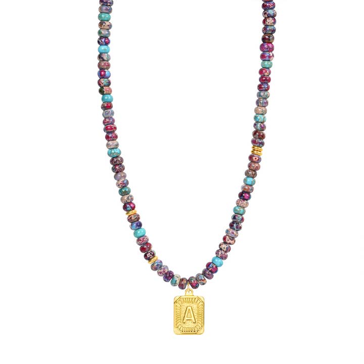 Purple Imperial Jasper Letter Necklace for wholesale by Cape Diablo