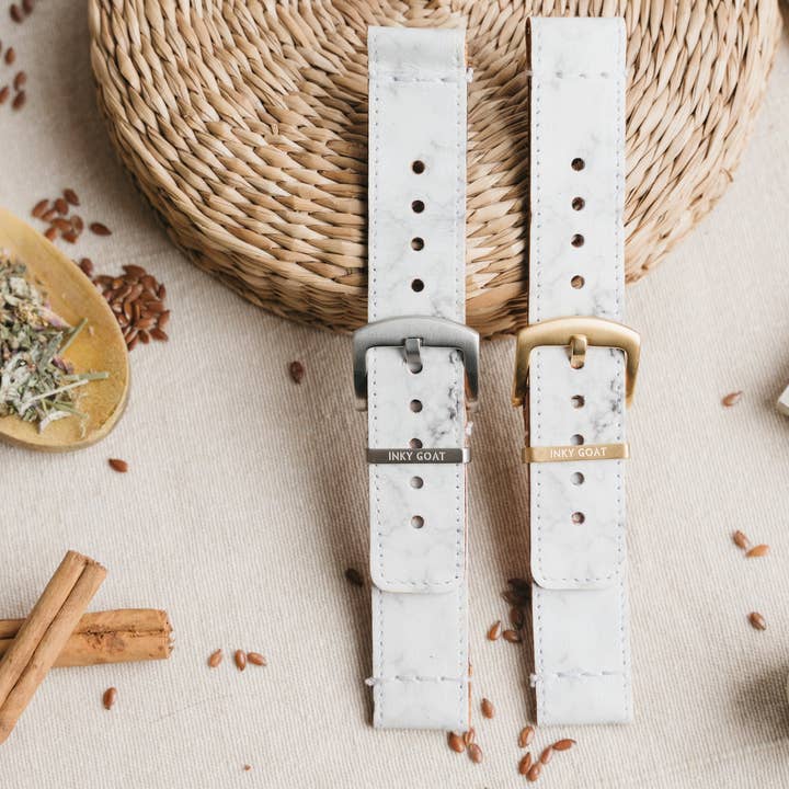 Correa de reloj Garmin de cuero estilo mármol gris para venta al por mayor de Inky Goat