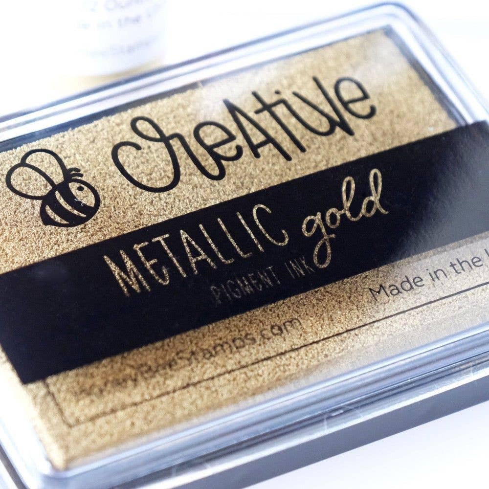 Honey Bee Stamps – Carimbo de borracha/decorativo por atacado – Almofada de Tinta Bee Creative - Tinta Pigmentada Dourada Metálica4