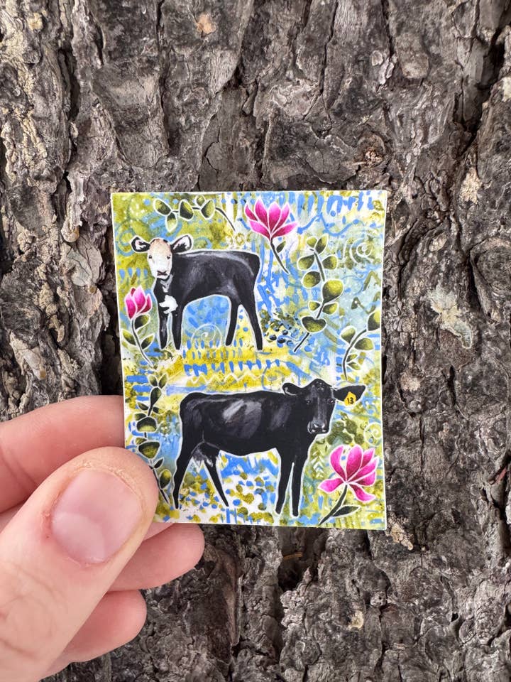 2 Cows Sticker for wholesale by Willough Designs