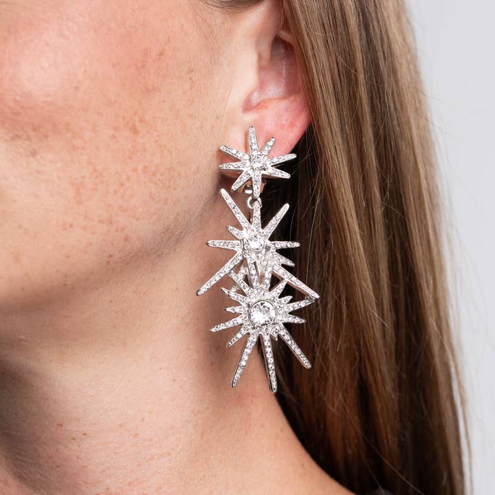 Three Starburst Clip Earrings for wholesale by Kenneth Jay Lane