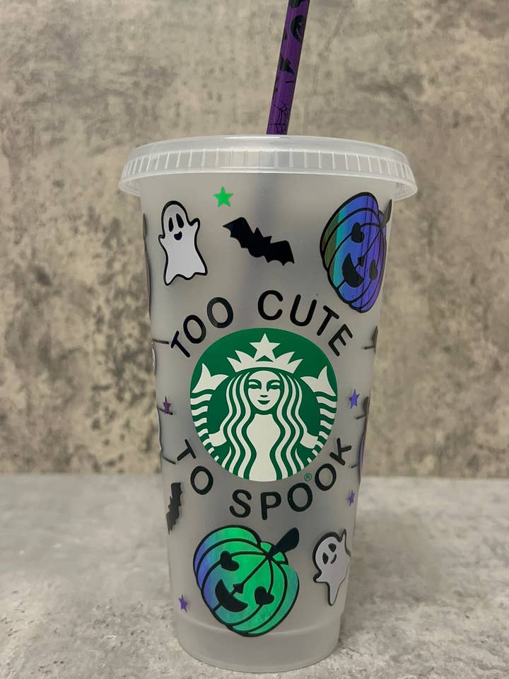 Too Cute to Spook Starbucks Cup |Holographic Cup | Halloween Cup | Spooky Season | Trick or Treat | Candy | Sweets | Cold Cup for wholesale by Hudaa & Co