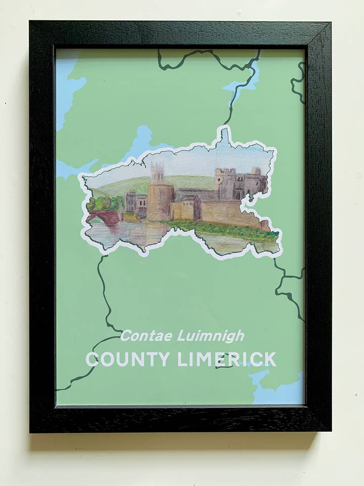 Impressão de Arte do Condado de Limerick A4 | Castelo do Rei João por atacado de Clemence Prosen Art & Design