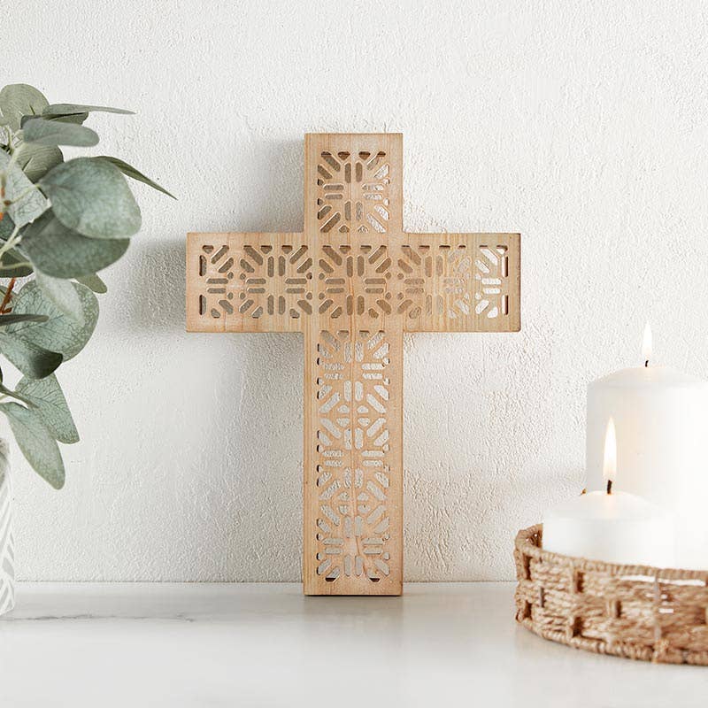 Faithworks by Creative Brands - Wholesale Wall Cross - Floral Rattan Cross1
