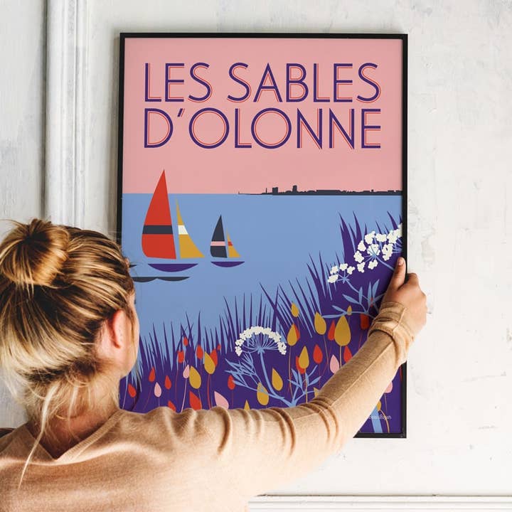 Affiche LES SABLES D'OLONNE Uitzicht op de Baai voor wholesale door Le Beau Bazar