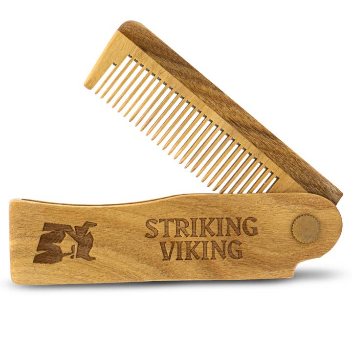 Striking Viking - Wholesale Hair Brush/Comb - Folding Wooden Comb - Sandalwood