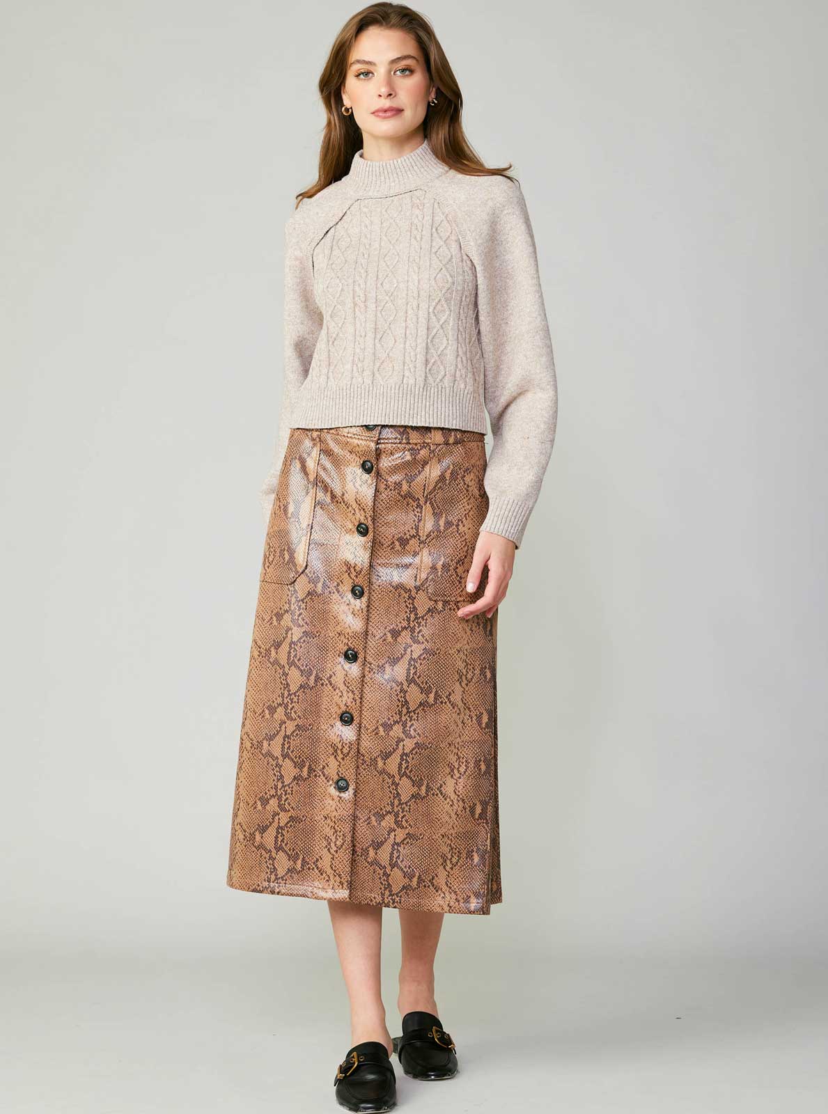 Current Air - Wholesale Skirt - Women's - Snake Print Midi Skirt3