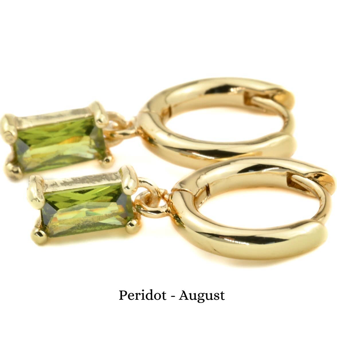 Blueyejewelry - Wholesale Huggie Earrings - Baguette Birthstone Hoops - Rectangle Stone Hoop Earrings3