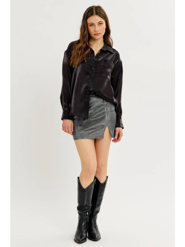 idem ditto - Wholesale Skirt - Women's - FESTIVE ESSENTIAL METALLIC MINI SKIRT WITH FRONT SLIT11