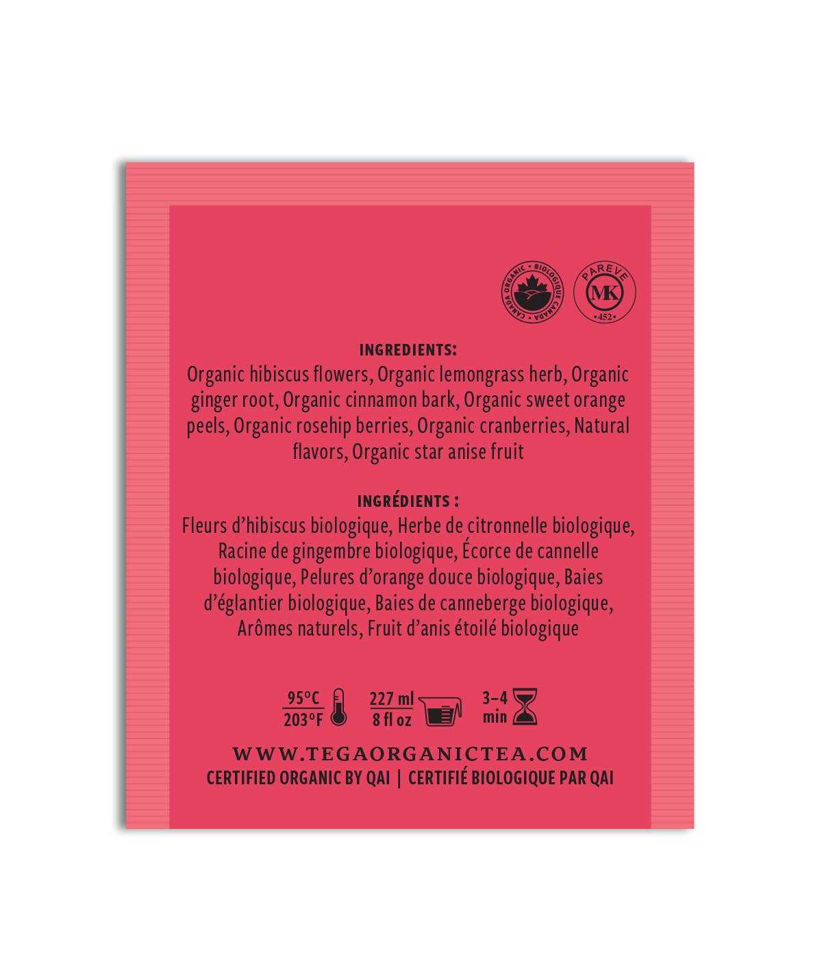 Tega Organic Tea - Vente Panier garni - Tisane biologique aux canneberges et au gingembre | Canadien | 10 sachets de thé6