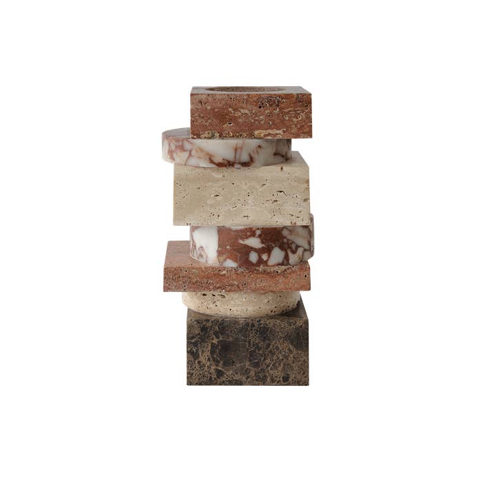 Greg Natale - Wholesale Vase - Pila Vase Red Travertine, Rosso, Travertine and Emperador