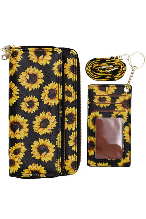 Cap Zone - Vente Portefeuille – femme - Sac bandoulière portefeuille continental Sunflower avec porte-cartes2