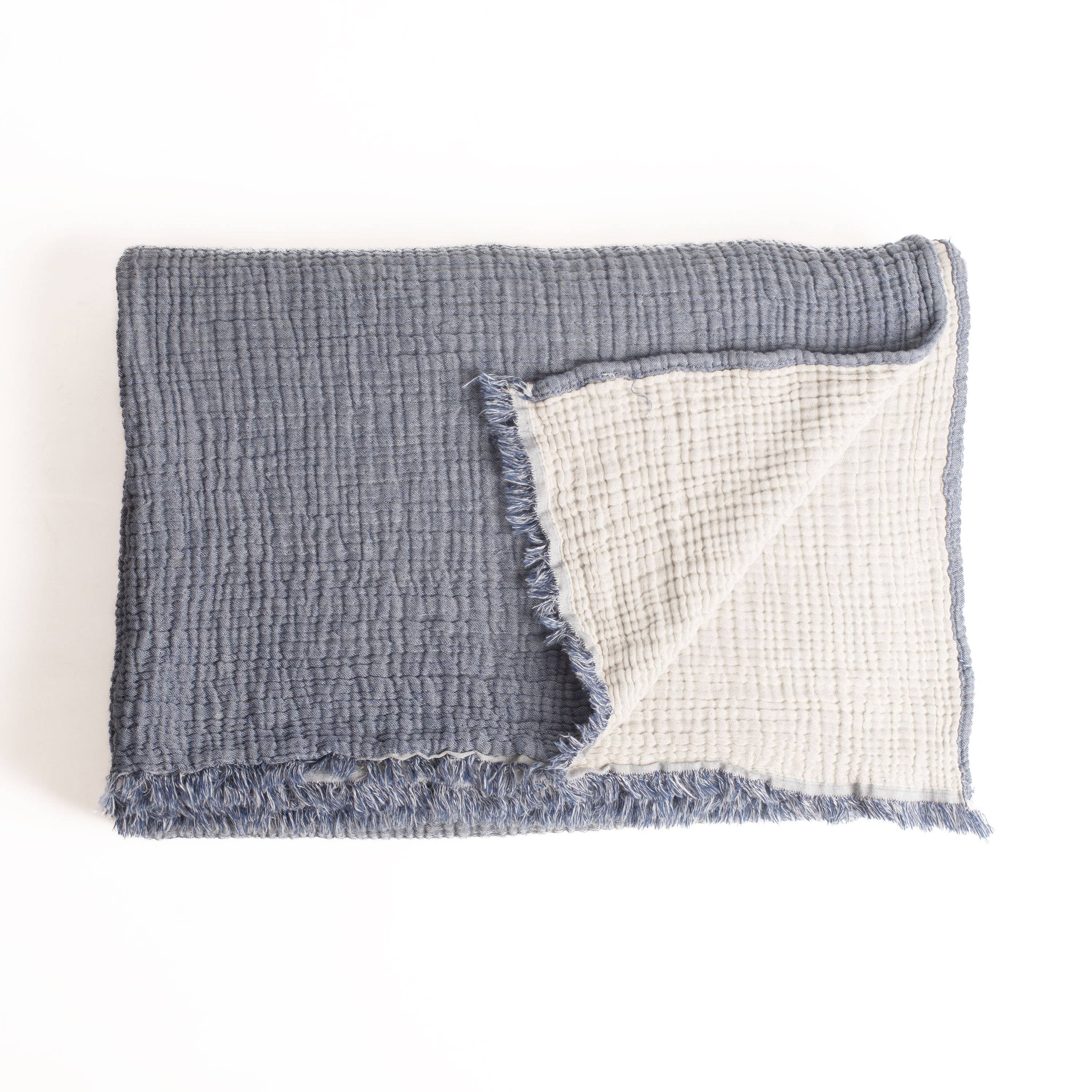 Vivamaison - Vente Plaids - Couvre-lit en mousseline frangé 100 % coton doux, 4 couches premium49