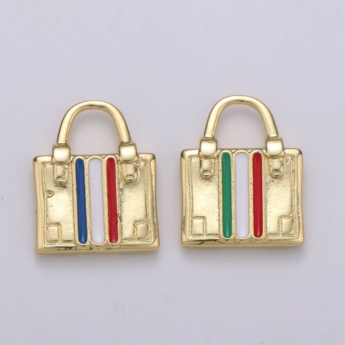 Aim Eternal - Wholesale Individual Charm/Pendant - 14K Gold Filled France, Italy Flag Suitcase Luggage Travel Charm | D-8294