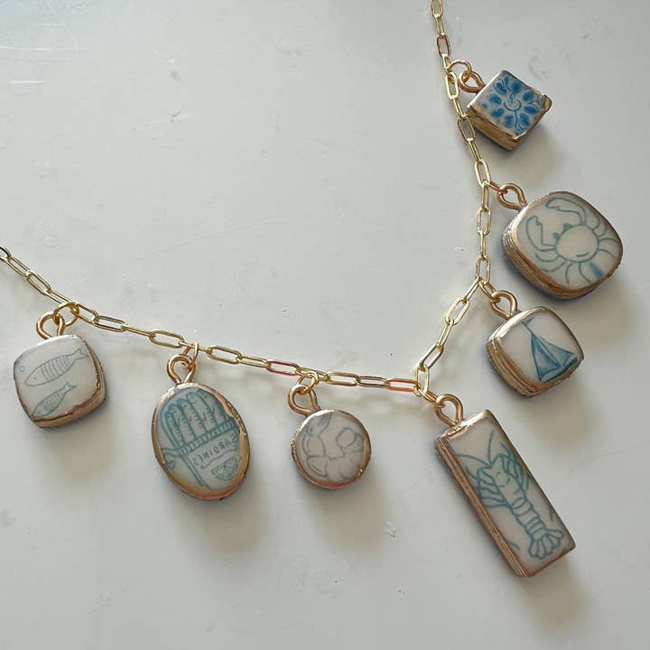 Morning Dew Designs - Wholesale Individual charm/pendant - Coastal Themed Transfer Paper Designed Polymer Clay Charms2