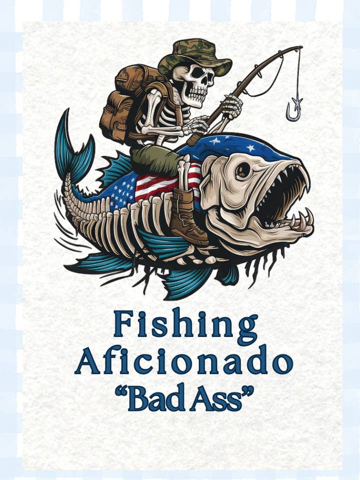 Asciugamano da cucina o asciugamano da pesca scheletro che pesca su un pesce per la vendita all'ingrosso da parte di TOPICS IN THE TROPICS