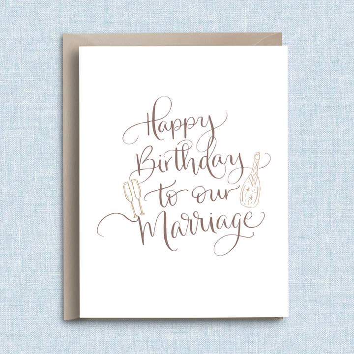 Happy Birthday to Our Marriage - Fun Anniversary Card for wholesale by Annabel Reese